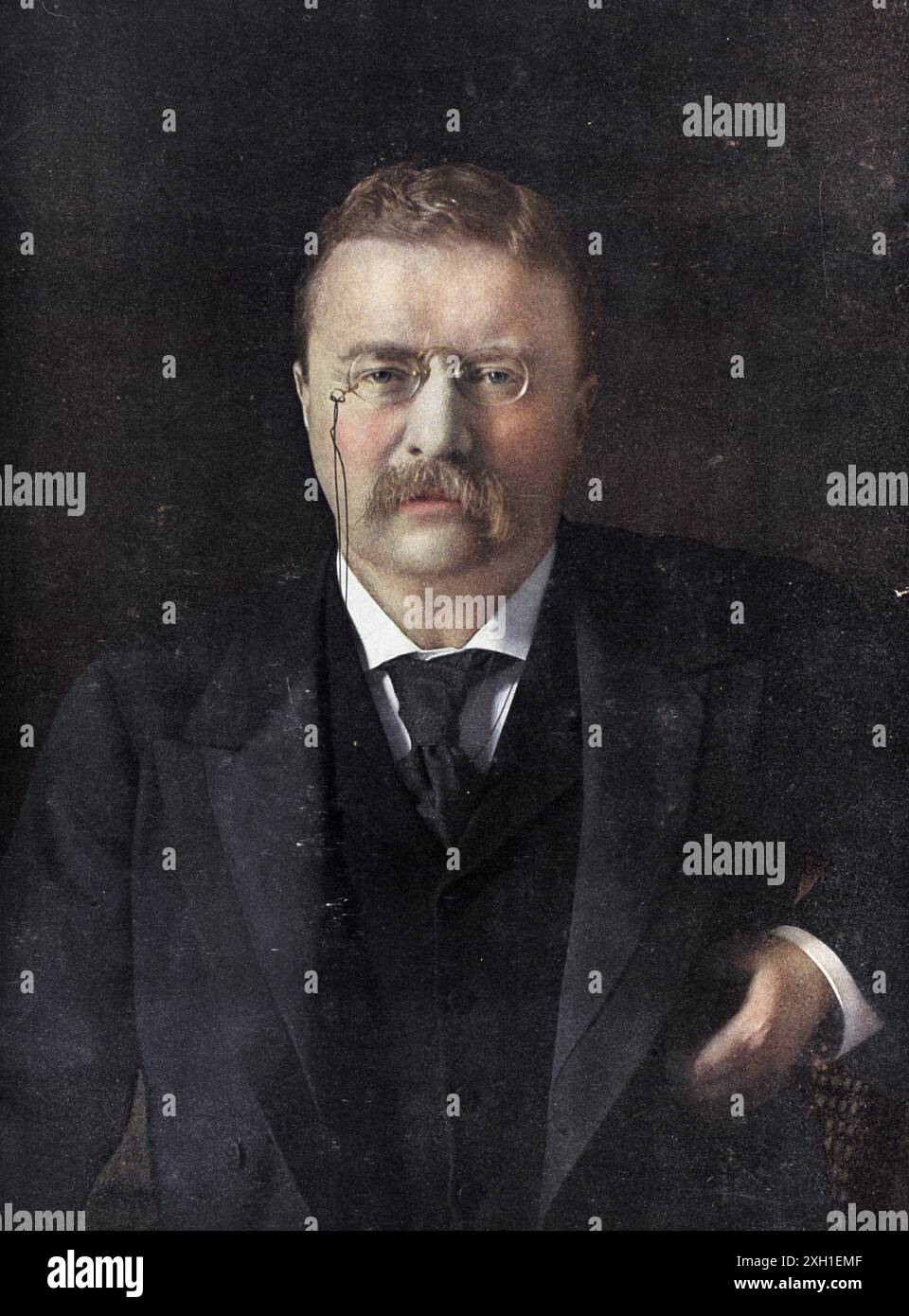 Portrait von Theodore Roosevelt Jr. (1858-1919) amerikanischer Staatsmann, Thema, Explorer, Soldat, Naturalist, Reformer und 26. Präsident der Vereinigten Staaten. Vom 20. Jahrhundert Stockfoto