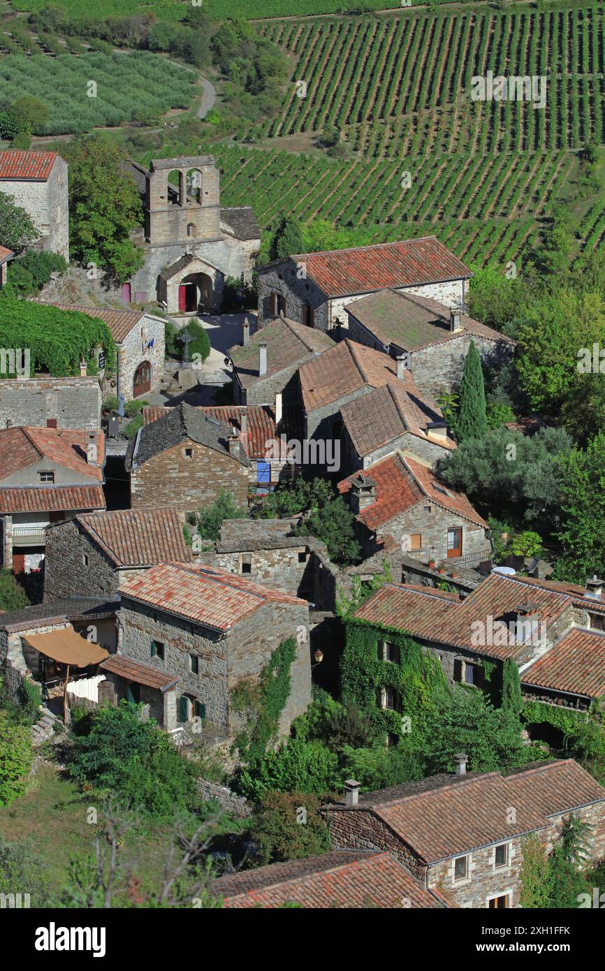 Frankreich, Ardèche, Naves, Dorfcharakter Ardèche, allgemeine Ansicht Stockfoto