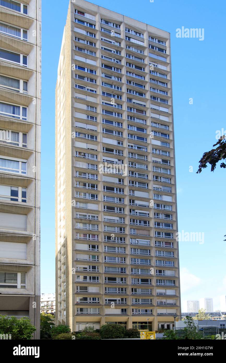 Frankreich, Region Ile-de-France, 13. Arrondissement Paris, Esplanade des Bezirks Les Olympiades, 75 rue du Javelot, Tour Athènes (Turm benannt nach der Stadt Athen), Stockfoto