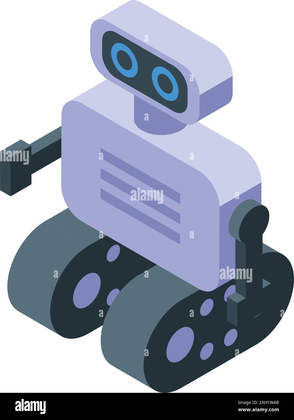 Futuristischer Roboter mit Rädern navigiert durch seine Umgebung und präsentiert fortschrittliche Technologie Stock Vektor