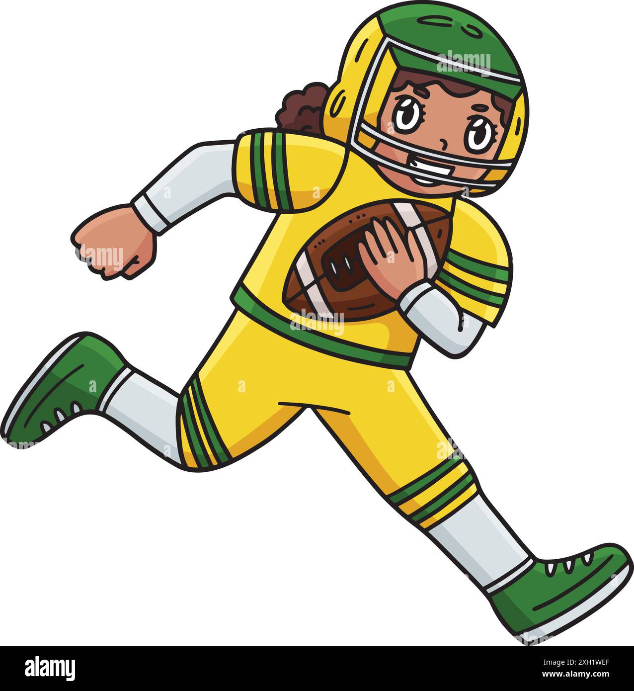 Amerikanische Spielerin, Die Football Clipart Läuft Stock Vektor