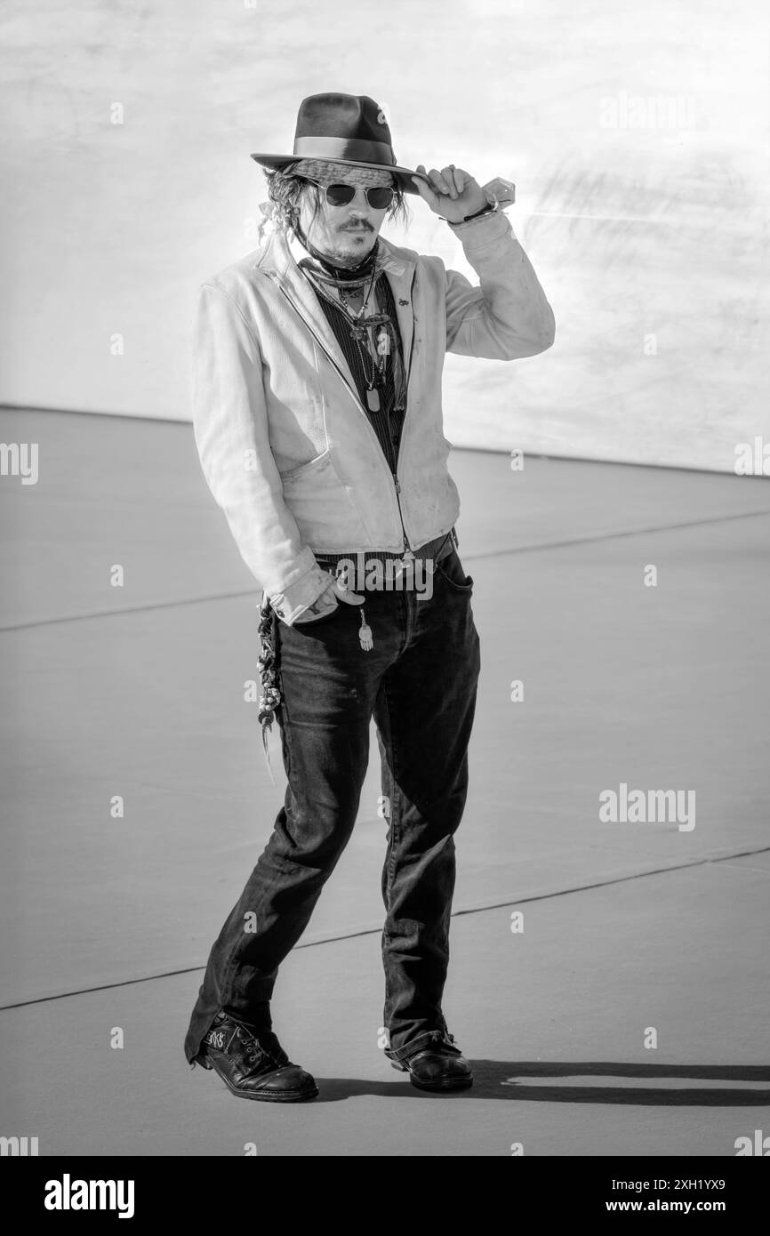Rom, Italien - 17. Oktober 2021: Johnny Depp spazierengeht auf dem Filmfestival in Rom zu einem roten Teppich, wo er seinen neuesten Film 'Papageientaucher' vorstellen wird. Stockfoto