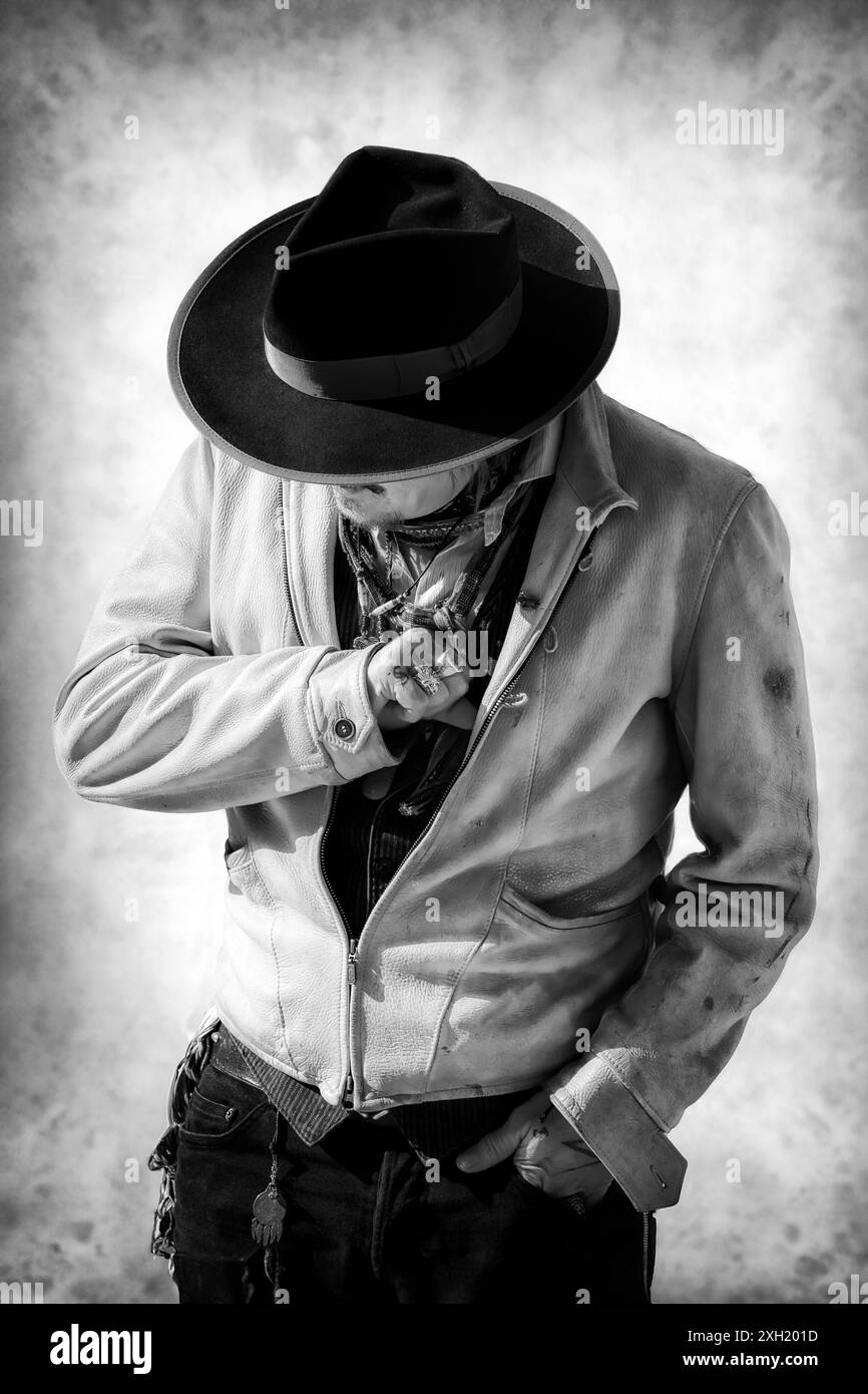 Rom, Italien - 17. Oktober 2021: Johnny Depp spazierengeht auf dem Filmfestival in Rom zu einem roten Teppich, wo er seinen neuesten Film 'Papageientaucher' vorstellen wird. Stockfoto