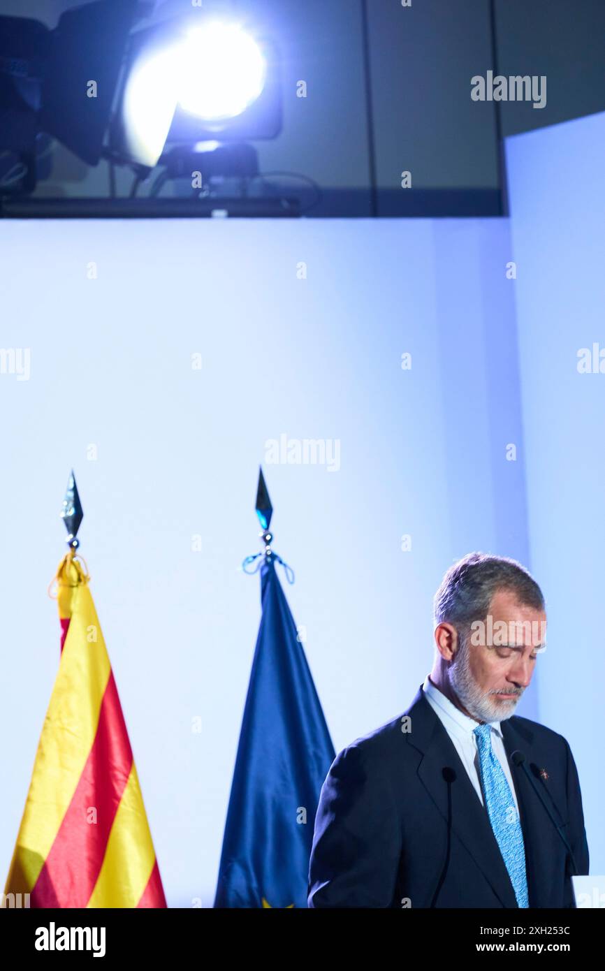 Lloret de Mar. Spanien. 20240710 nimmt König Felipe VI. Von Spanien am 10. Juli 2024 in Lloret de Mar an der Verleihung der Prinzessin von Girona im Hotel Melia Lloret del Mar Teil Stockfoto