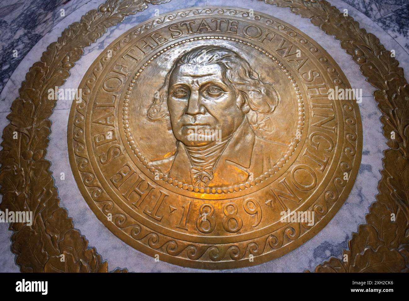 Das Washington State Capitol Building in Olympia ist die Heimat der Regierung des Staates Washington. Washington State Siegel Stockfoto