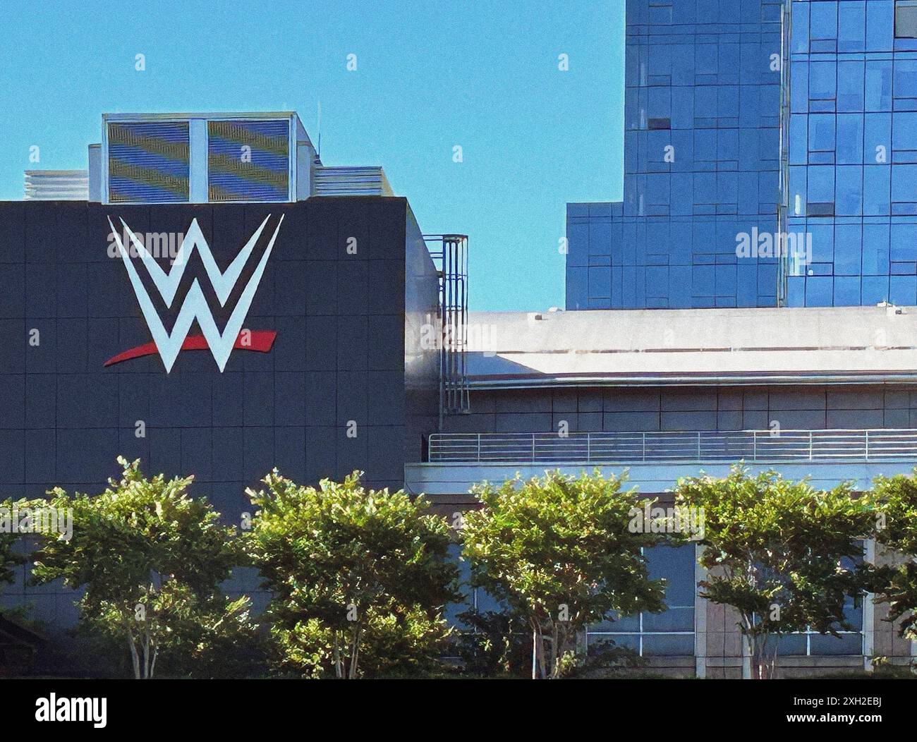 World Wrestling Entertainment (WWE), amerikanisches professionelles Wrestling- und Unterhaltungsunternehmen, globaler Hauptsitz, Außengebäude, Stamford, Conn Stockfoto