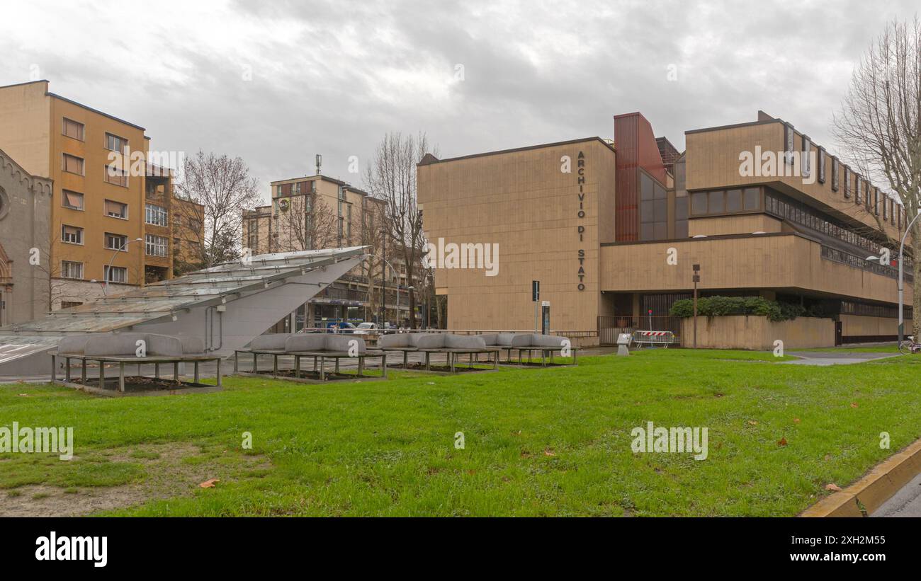 Florenz, Italien - 2. Februar 2018: Staatliches Archivgebäude für öffentliche Aufzeichnungen und Archive der italienischen Stadt Firenze Toskana. Stockfoto