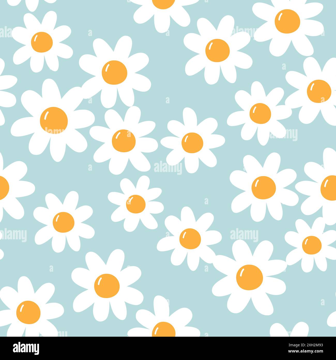 Nahtloses Muster von Gänseblümchen auf blauem Hintergrund. Vektorabbildung. Stock Vektor