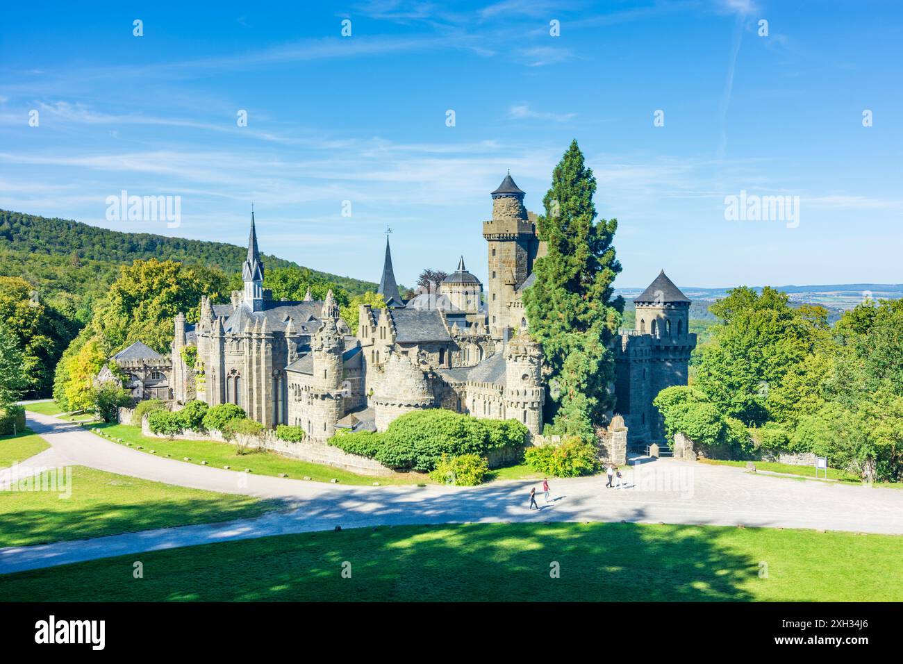 Kassel: Löwenburg im Park Bergpark Wilhelmshöhe in Nordhessen, Hessen, Deutschland Stockfoto