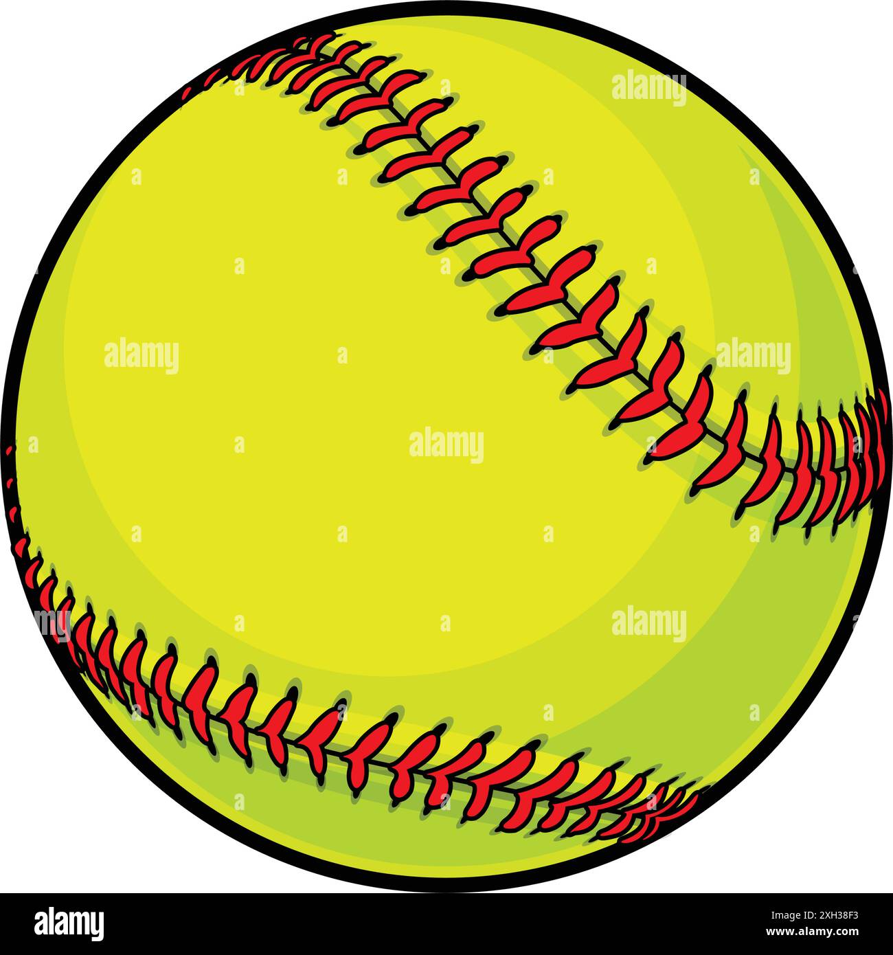 Einfacher klassischer gelber Softball-Zeichentrick schattierte Softball-Symbol-Vektor isoliert auf transparentem Hintergrund Stock Vektor