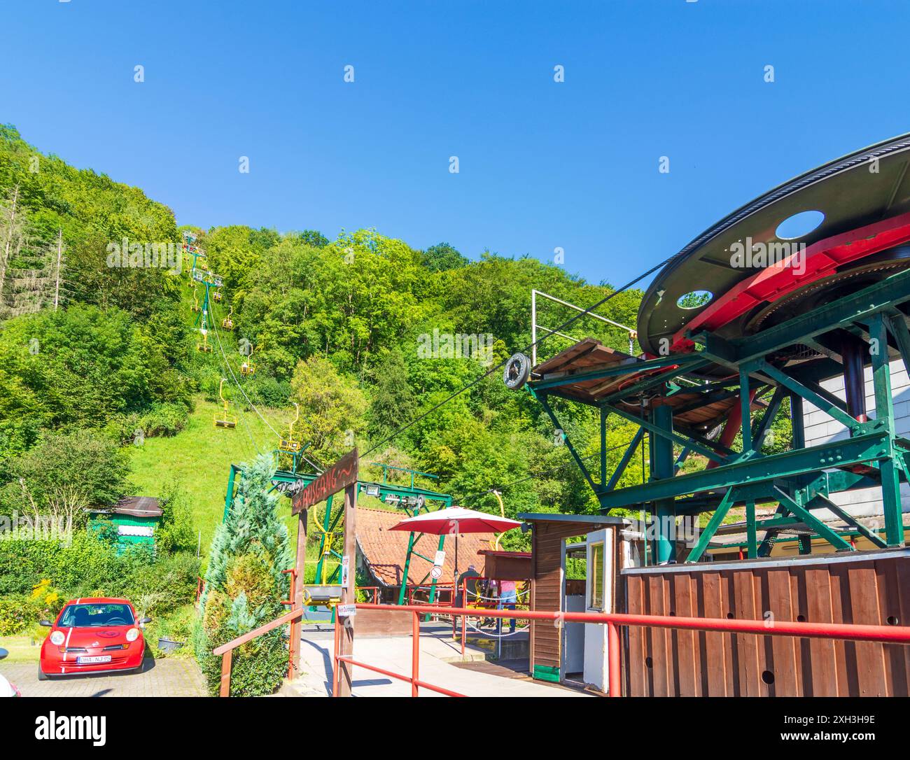 Bad Lauterberg im Harz: Sessellift Burgseilbahn in Harz, Niedersachsen, Deutschland Stockfoto