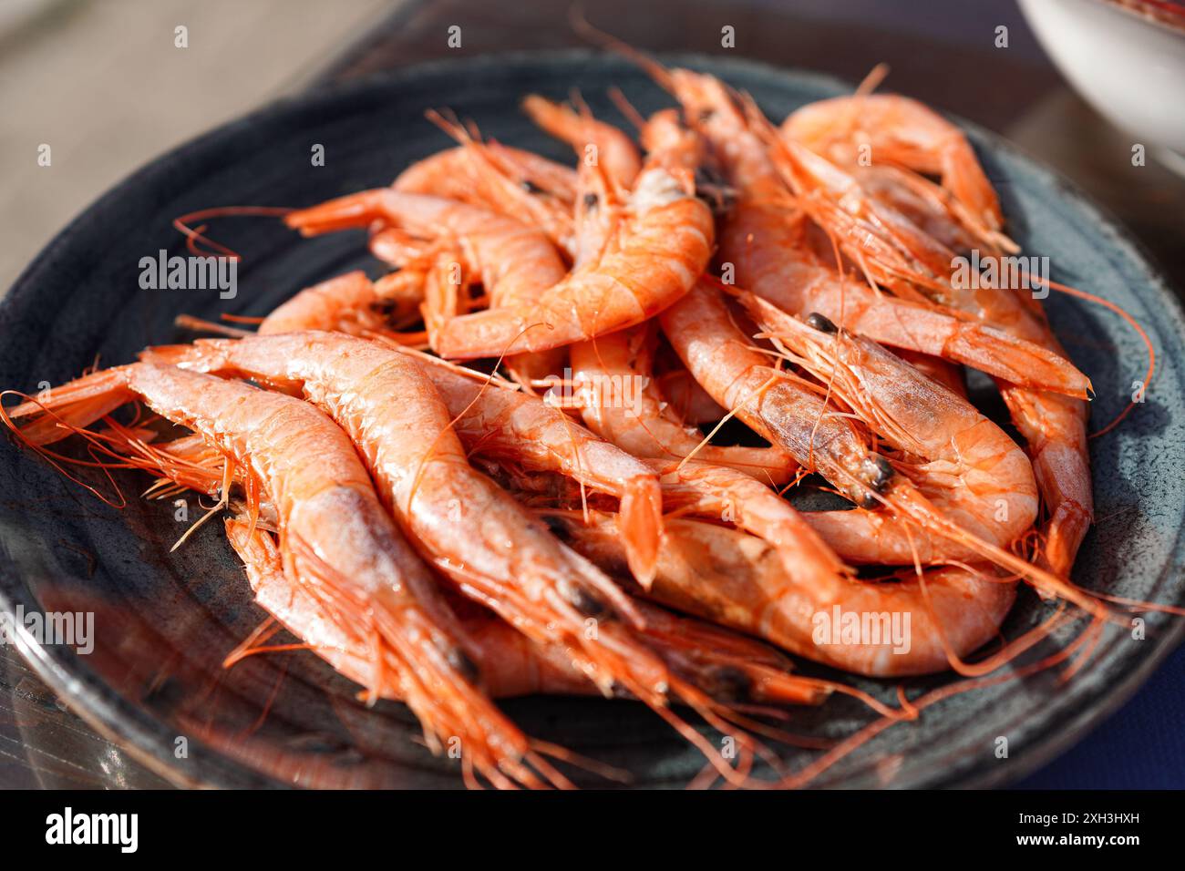 Gambas de Huelva (Garnelen aus Huelva in Spanien) beliebte spanische Tapas Stockfoto