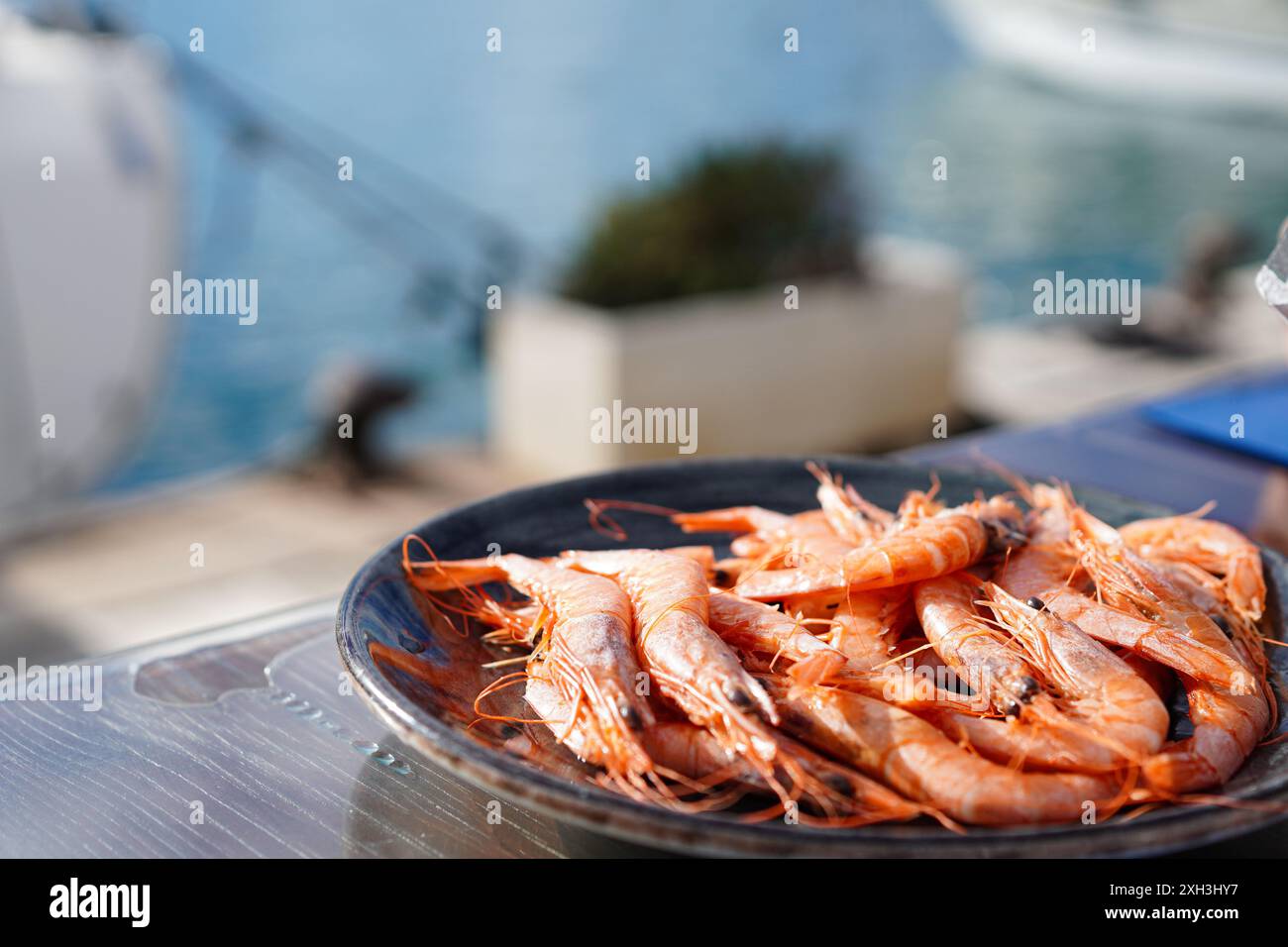 Gambas de Huelva (Garnelen aus Huelva in Spanien) beliebte spanische Tapas Stockfoto