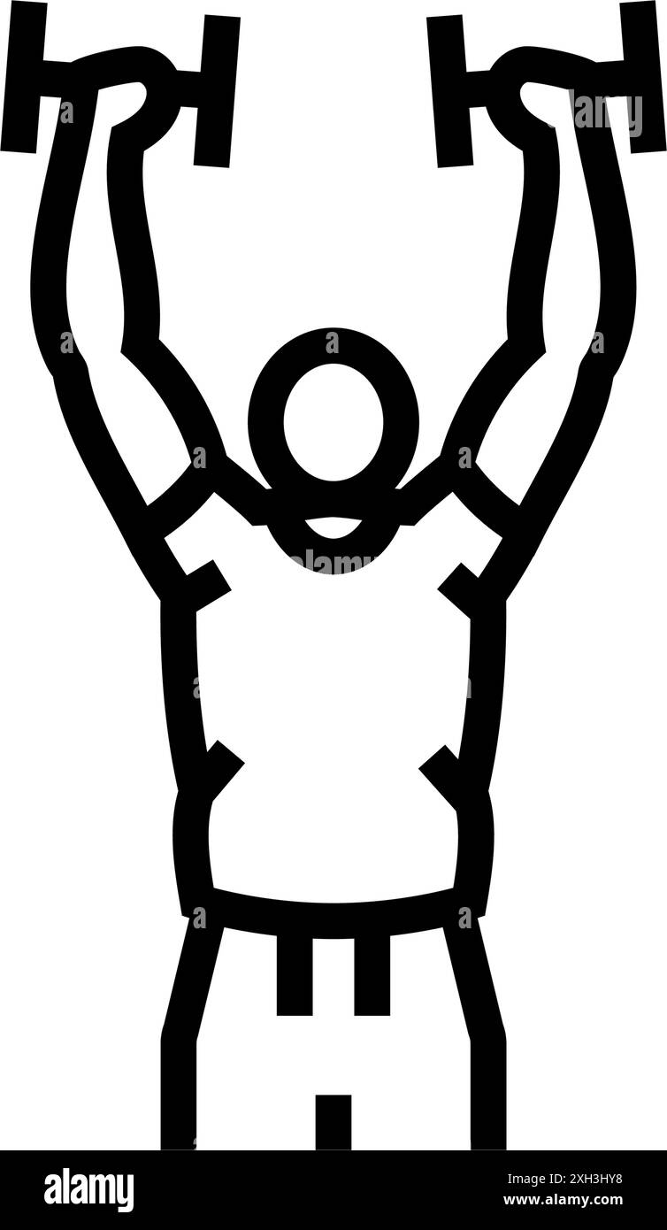 arnold Presse Arm Fitness Übung Linie Symbol Vektor Illustration Stock Vektor