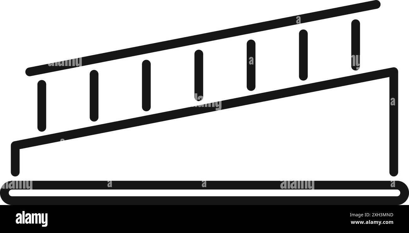 Schwarz-weiß-Symbol einer geneigten Ebene, eine einfache Maschine, mit der Objekte auf eine höhere oder niedrigere Ebene bewegt werden Stock Vektor