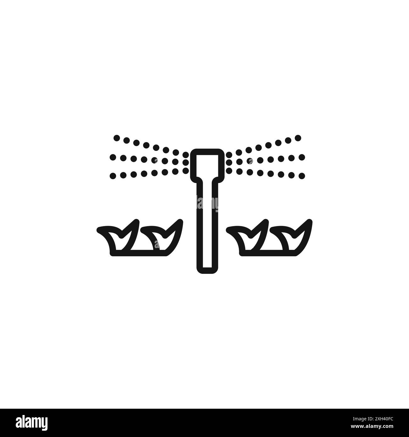 Automatische Bewässerung Sprinkler Symbol Logo Vektorumrandung in schwarz-weiß Farbe Stock Vektor