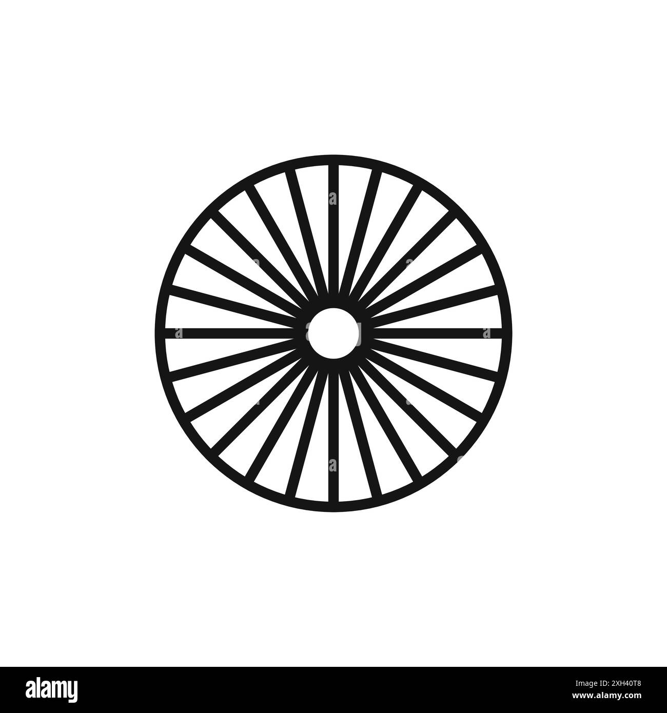 Ashoka Wheel Icon Logo Zeichen Vektor Umriss in schwarz-weiß Farbe Stock Vektor