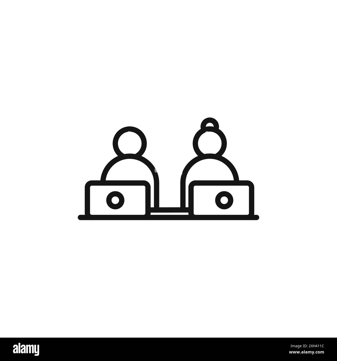 Coworking Symbol Logo Vektorumrandung in Schwarz-weiß Stock Vektor