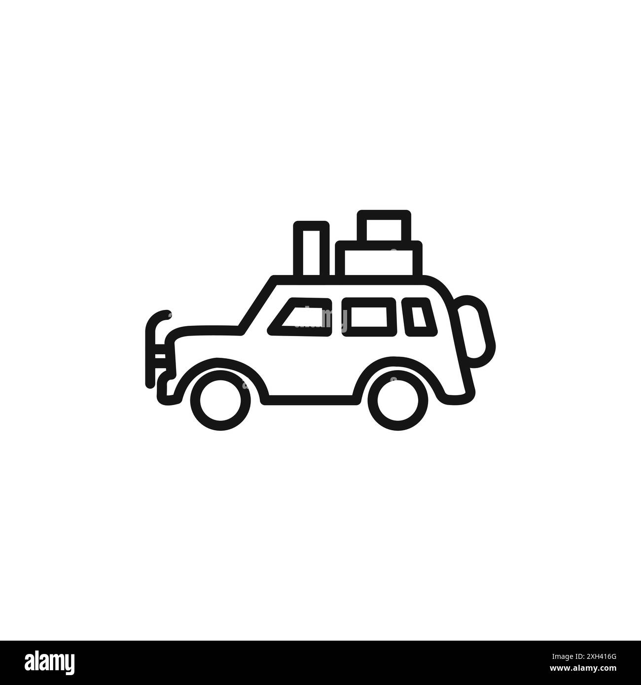 Camping Car Symbol Logo Vektorumriss in schwarz-weiß Farbe Stock Vektor