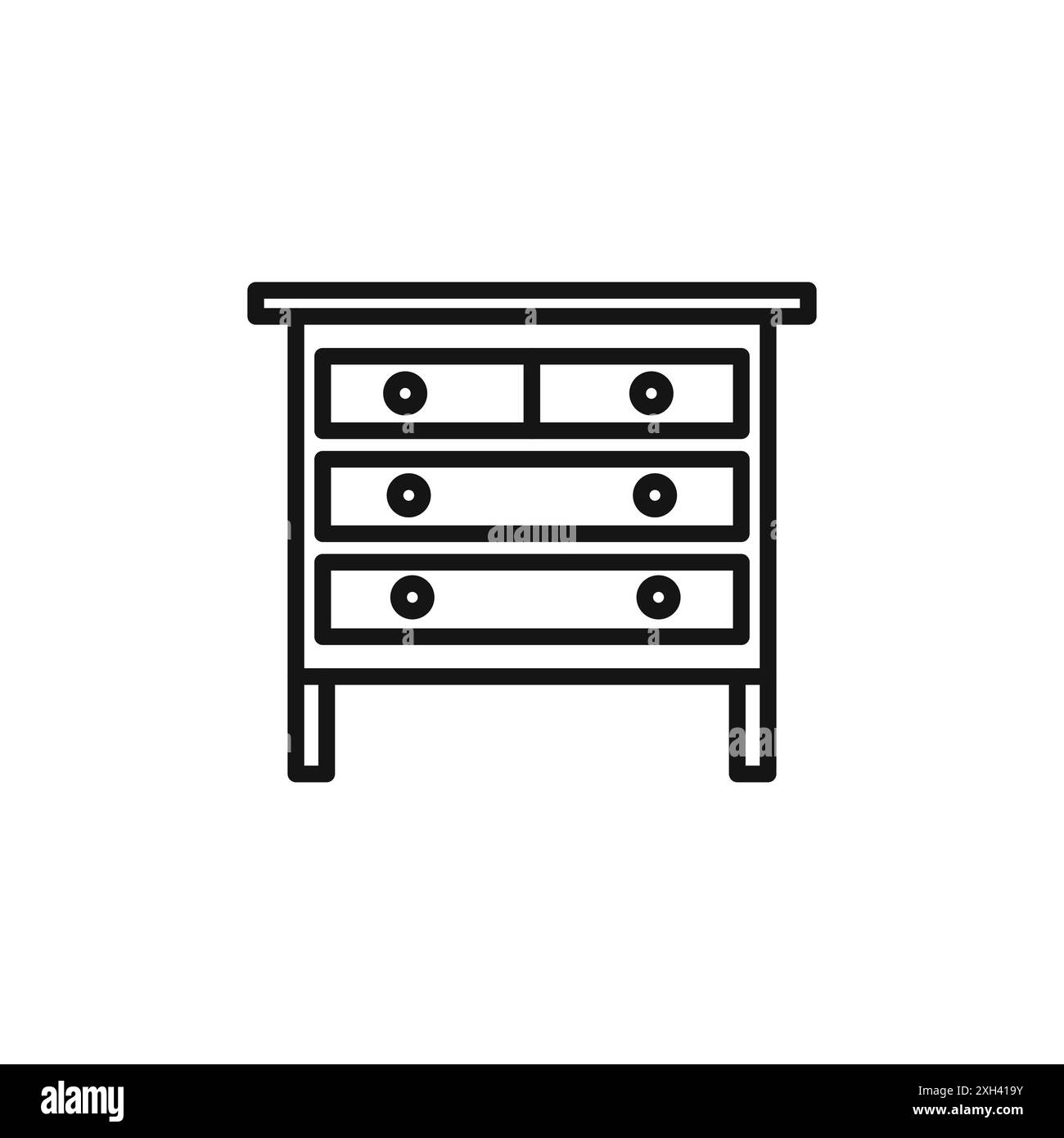 Kommode Symbol Logo Vektorumriss in schwarz-weiß Farbe Stock Vektor
