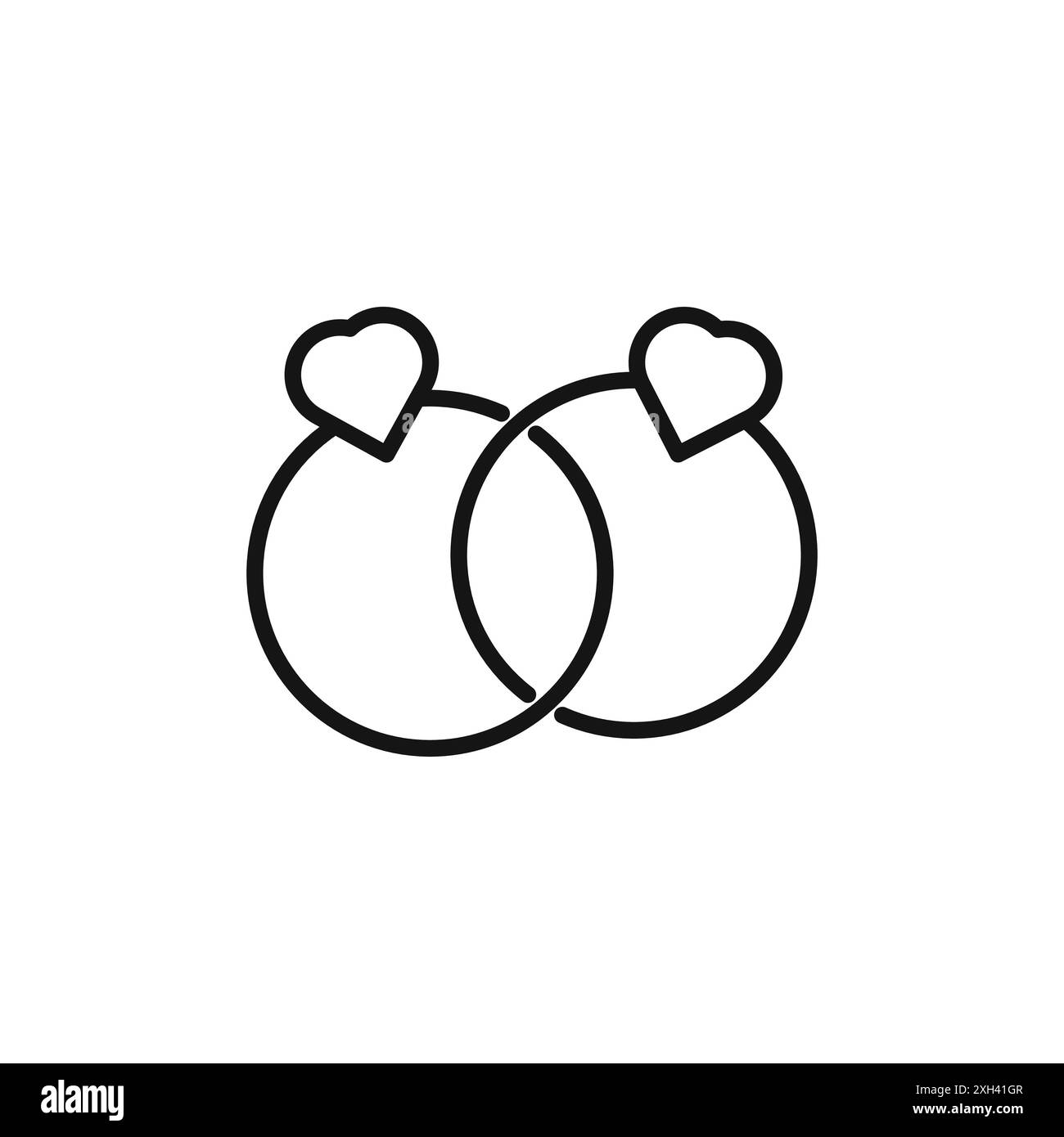 Paarring Symbol Logo Zeichen Vektor Umriss in schwarz-weiß Farbe Stock Vektor