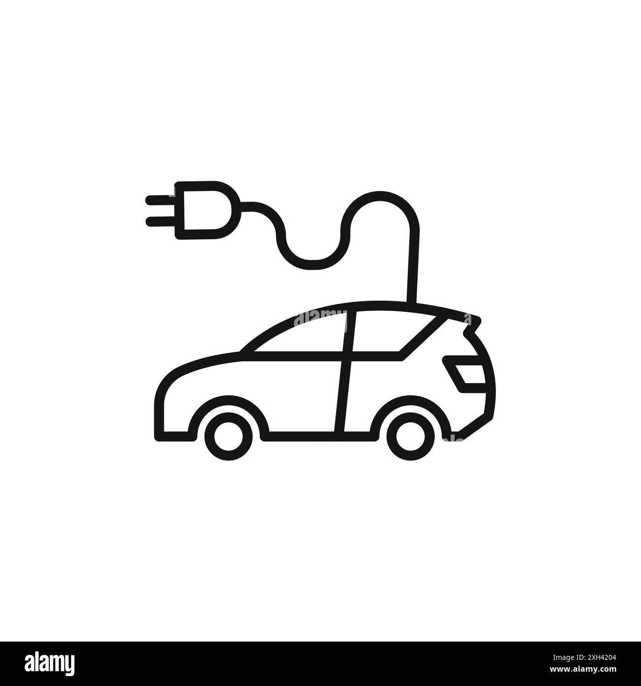Symbol für Elektrofahrzeuge Logo Vektorumrandung in Schwarz-weiß Stock Vektor