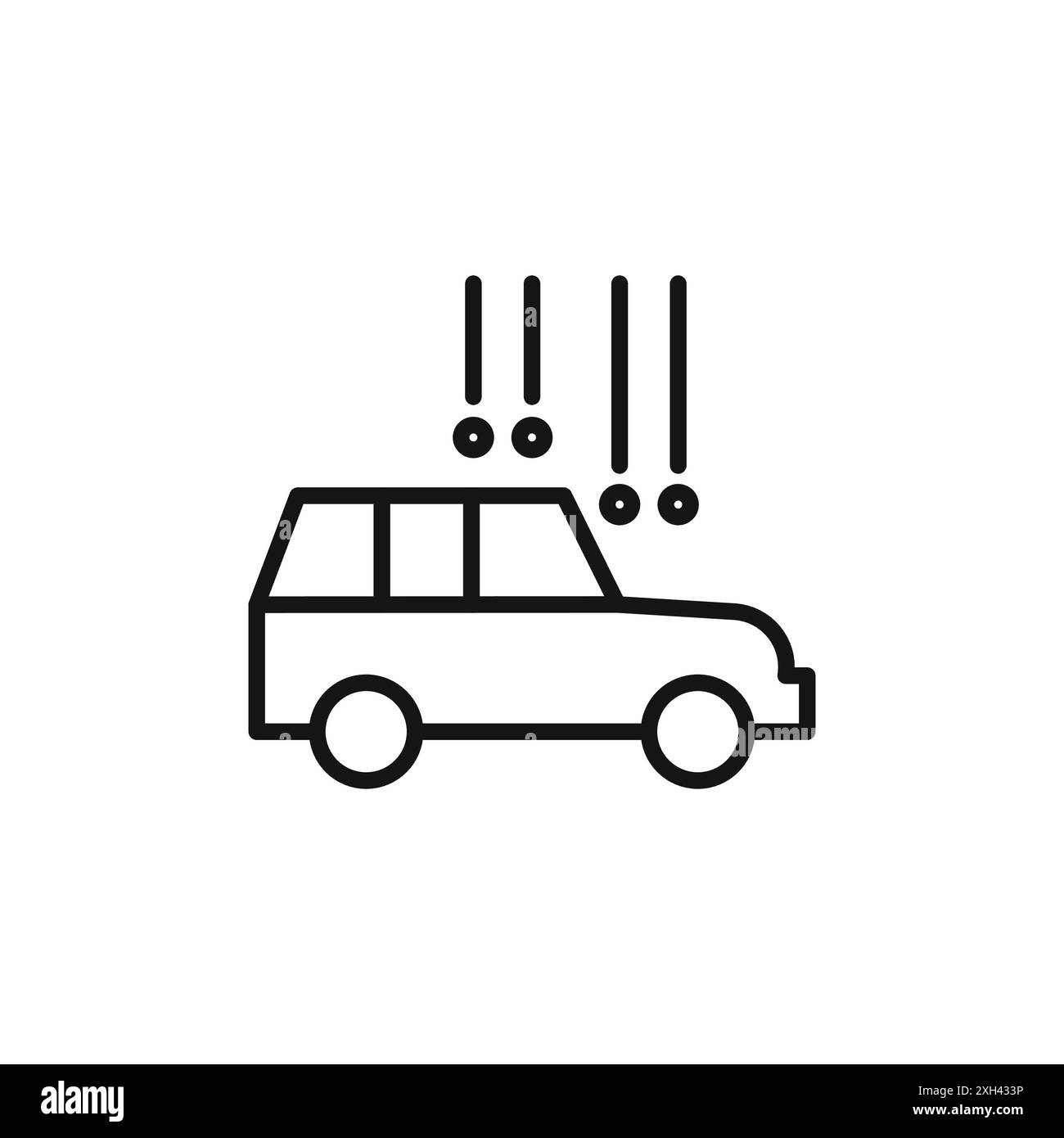 Hail on the Car Icon Logo Zeichen Vektorumriss in schwarz-weiß Farbe Stock Vektor