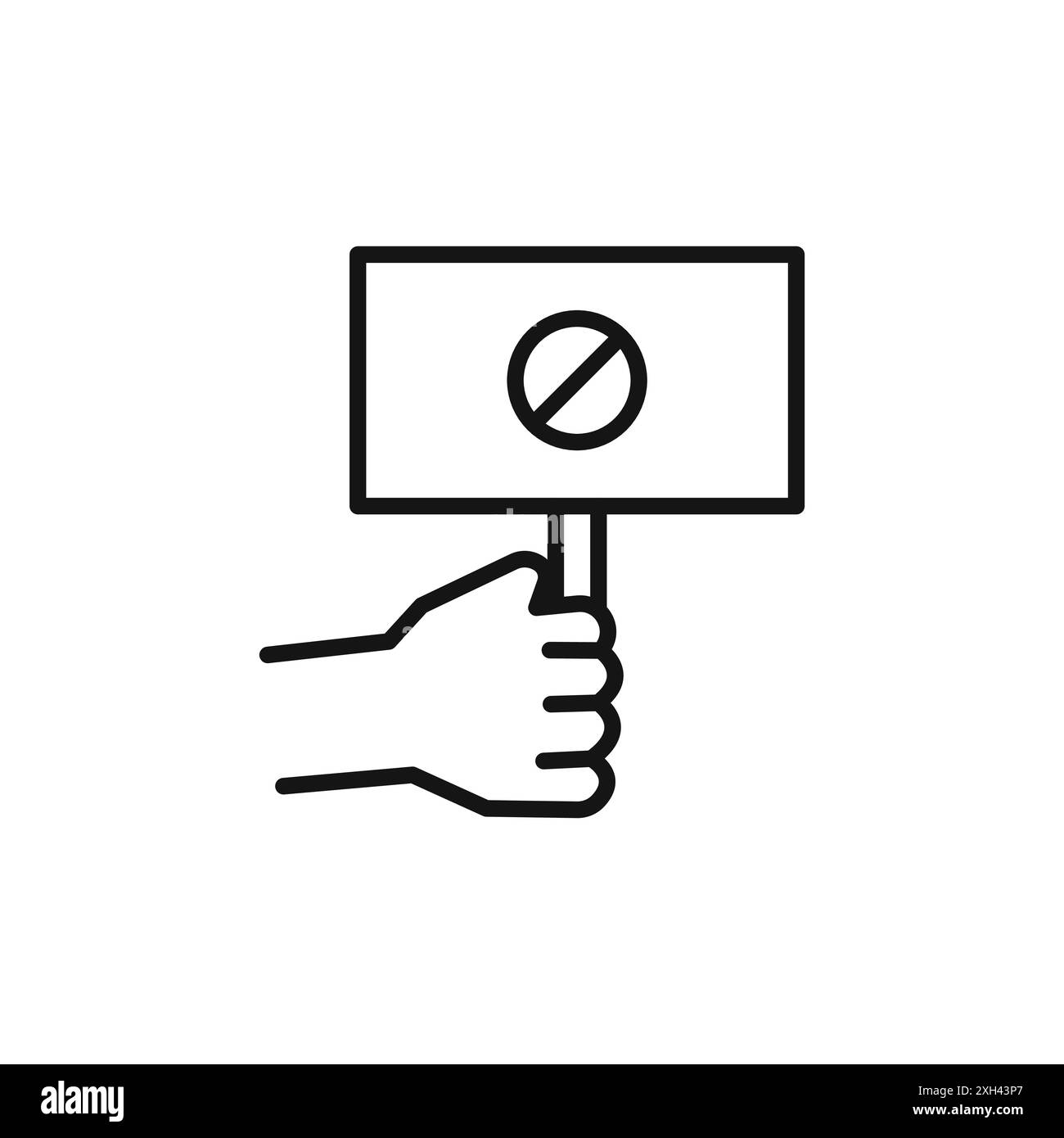 Protestbanner in der Hand Icon Logo Zeichen Vektor Umriss in schwarz-weiß Farbe Stock Vektor