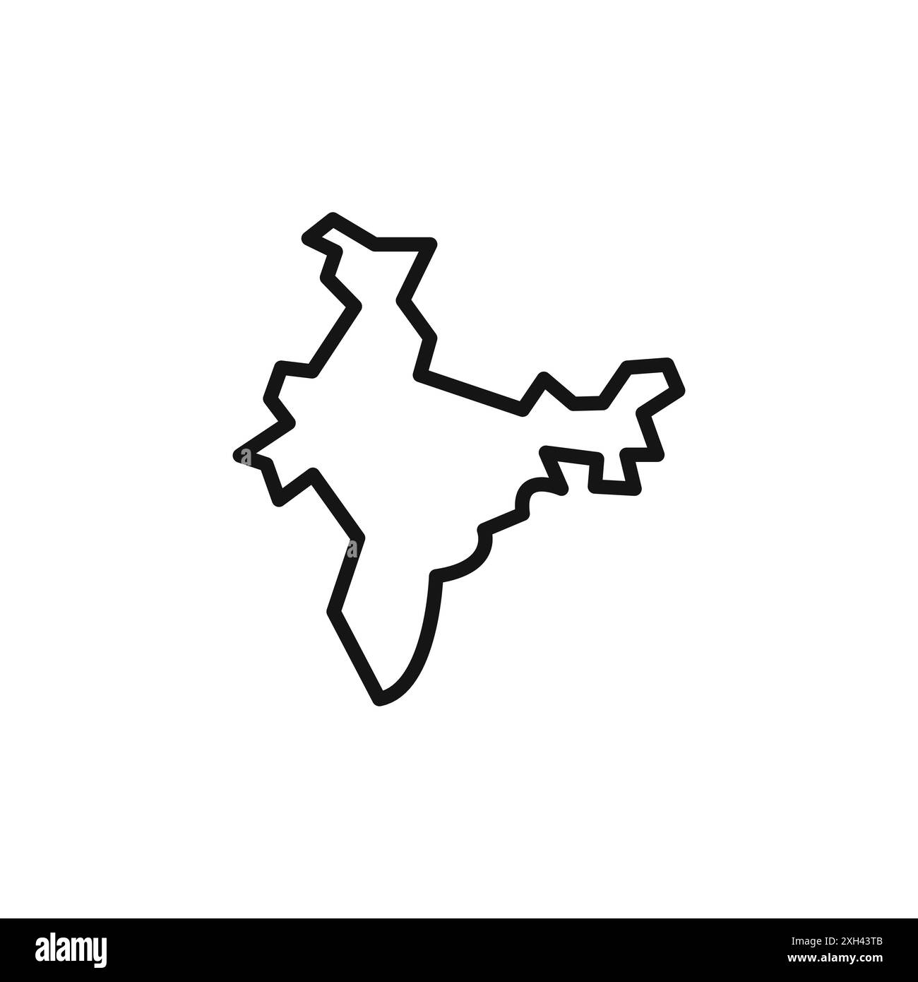 Indische Karte Symbol Logo Vektor Umriss in schwarz-weiß Farbe Stock Vektor