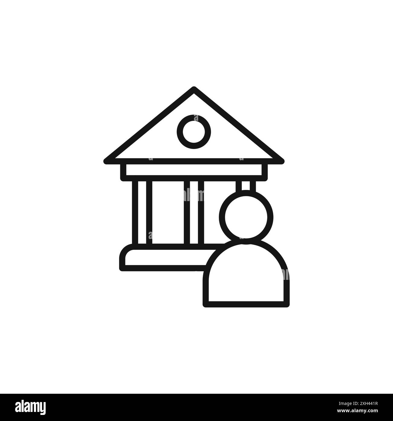 Museum Kurator männliche Icon Logo Zeichen Vektor Umriss in schwarz-weiß Farbe Stock Vektor