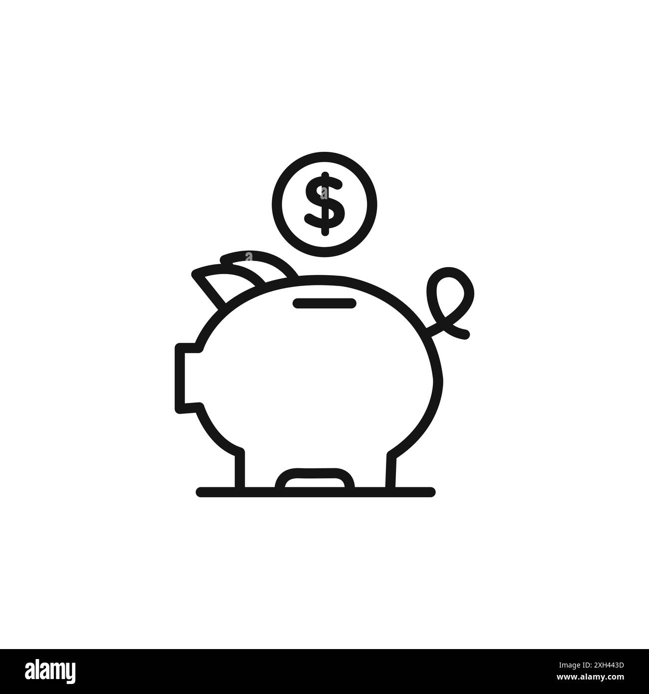 Money Savings Symbol Logo Vektorumrandung in Schwarz-weiß Stock Vektor