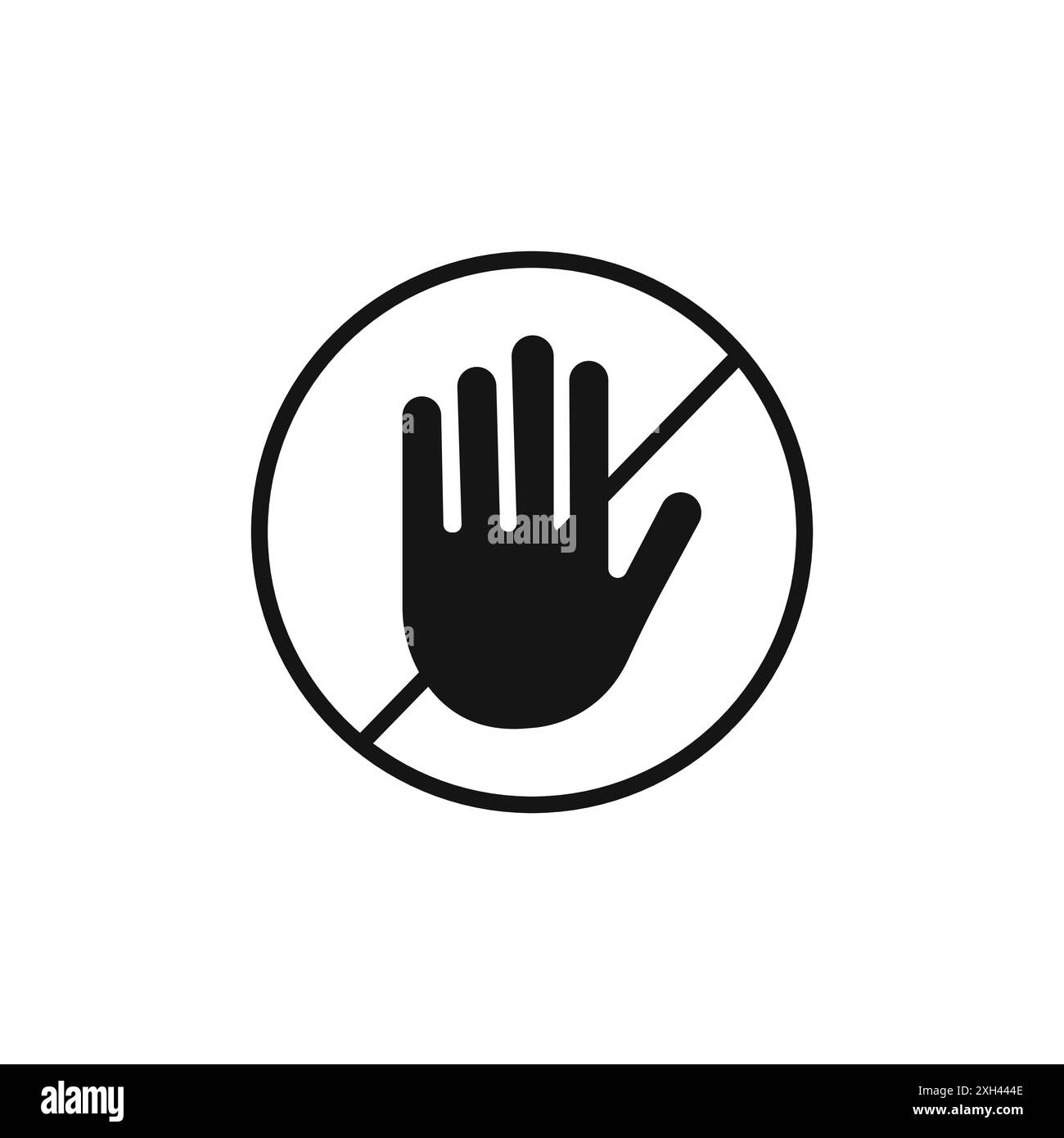 Kein Eintrag Handzeichen Symbol Logo Vektor Umriss in schwarz-weiß Farbe Stock Vektor