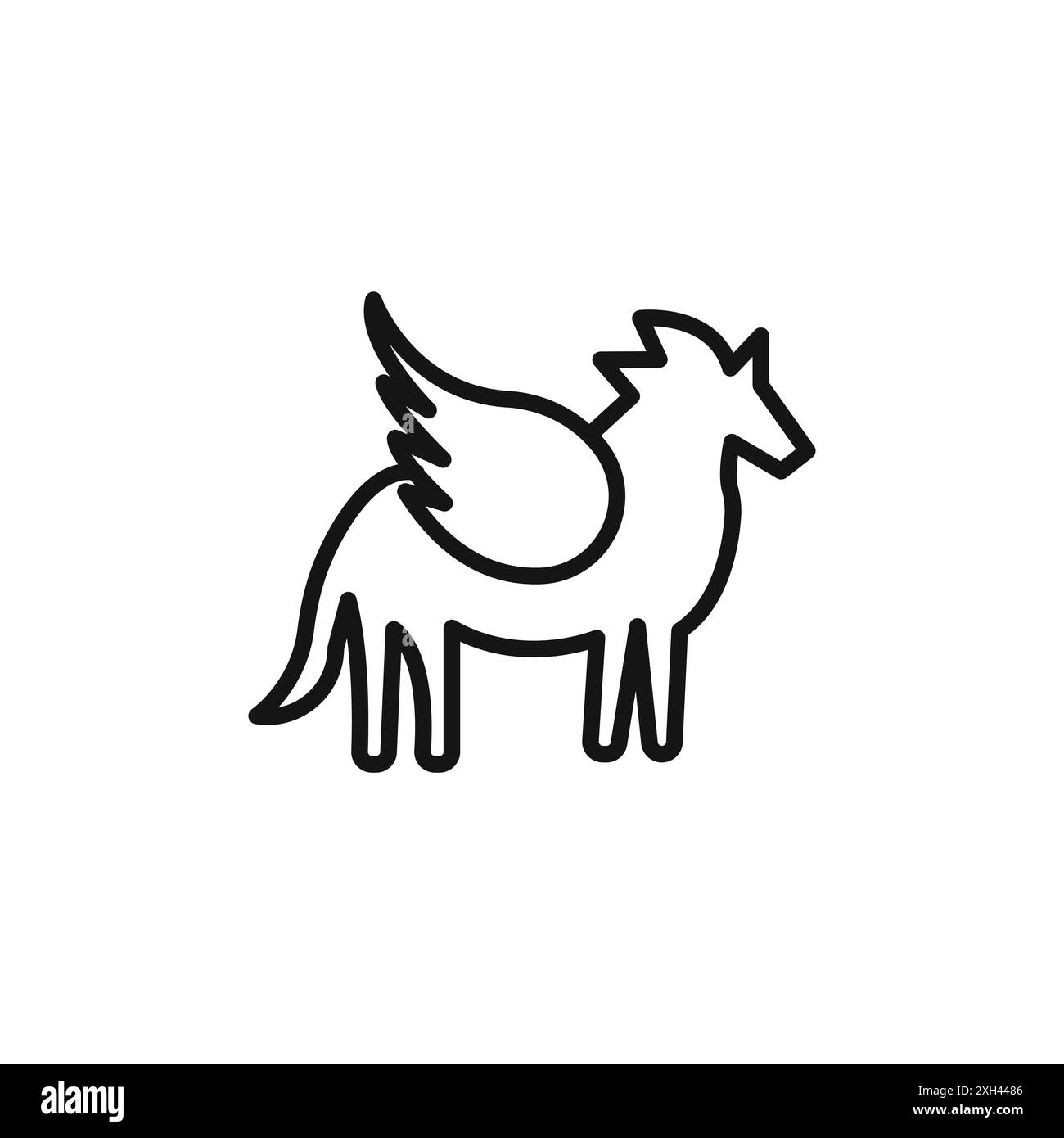 Pegasus Icon Logo Zeichen Vektor Umriss in schwarz-weiß Farbe Stock Vektor