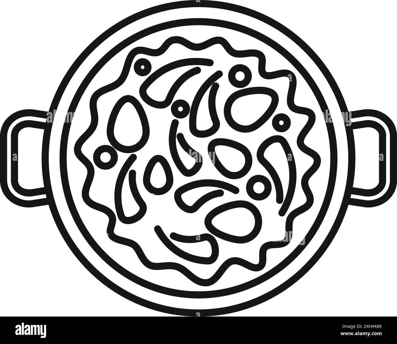 Line-Art-Symbol eines Topfes mit dampfendem Gemüse, perfekt für Websites und Apps Stock Vektor