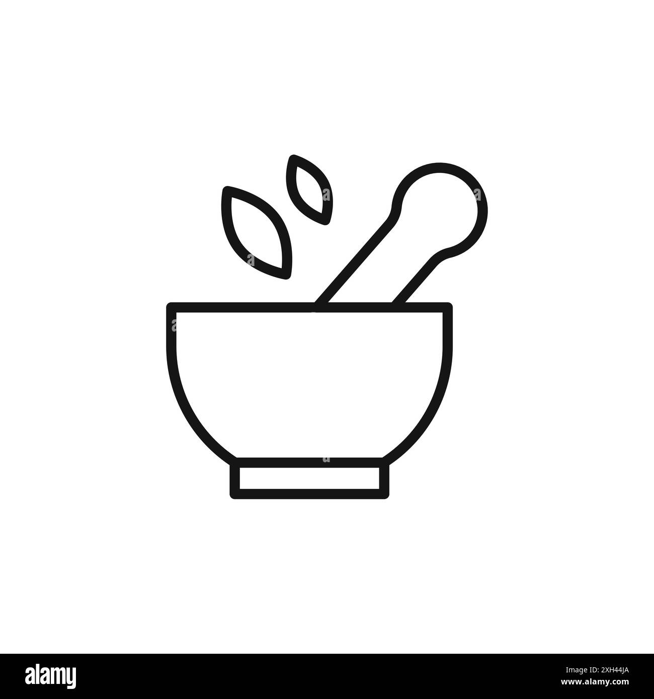 Pisle and Mörtel Icon Logo Zeichen Vektor Umriss in schwarz-weiß Farbe Stock Vektor