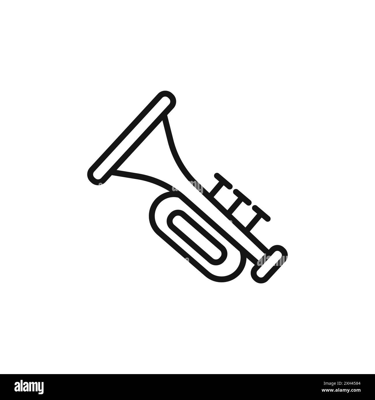 Trompete Icon Logo Zeichen Vektor Umriss in schwarz-weiß Farbe Stock Vektor