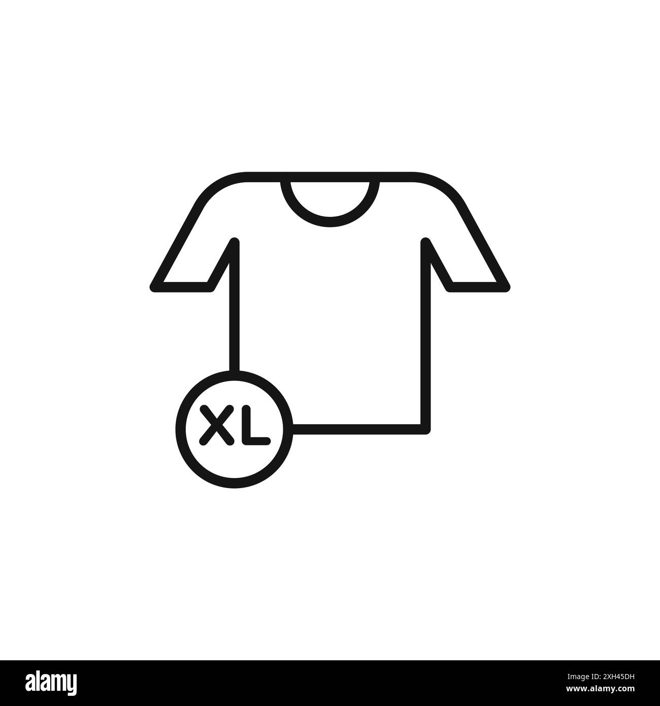 XL Shirt Größe Icon Logo Zeichen Vektor Umriss in schwarz-weiß Farbe Stock Vektor