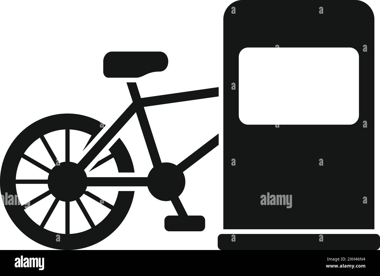 Das Fahrrad ist mit einem Metallständer gesichert, der einen sicheren Fahrradparkplatz darstellt Stock Vektor