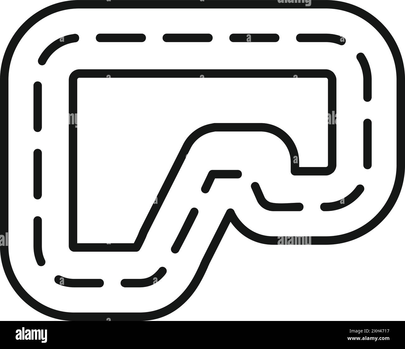 Rennstrecke von oben mit Symbol für scharfe Kurven, das das Layout einer Gokart-Strecke darstellt Stock Vektor