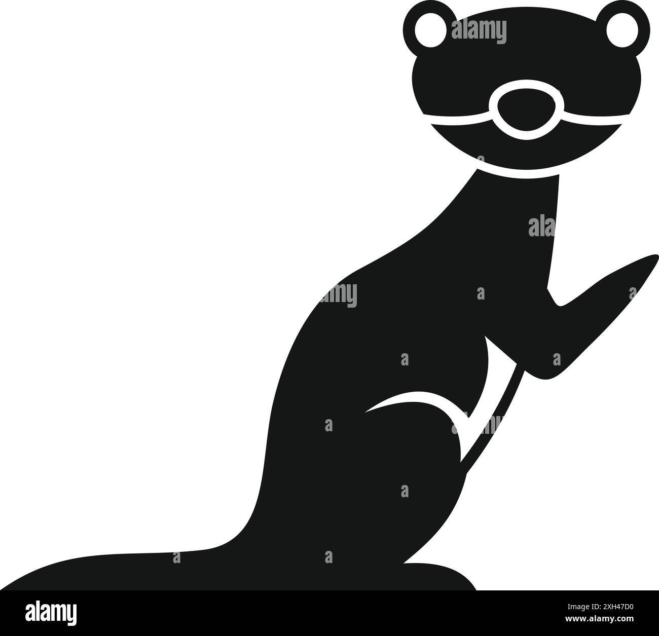 Schwarze Silhouette eines freundlichen Frettchens, der aufsteht Stock Vektor