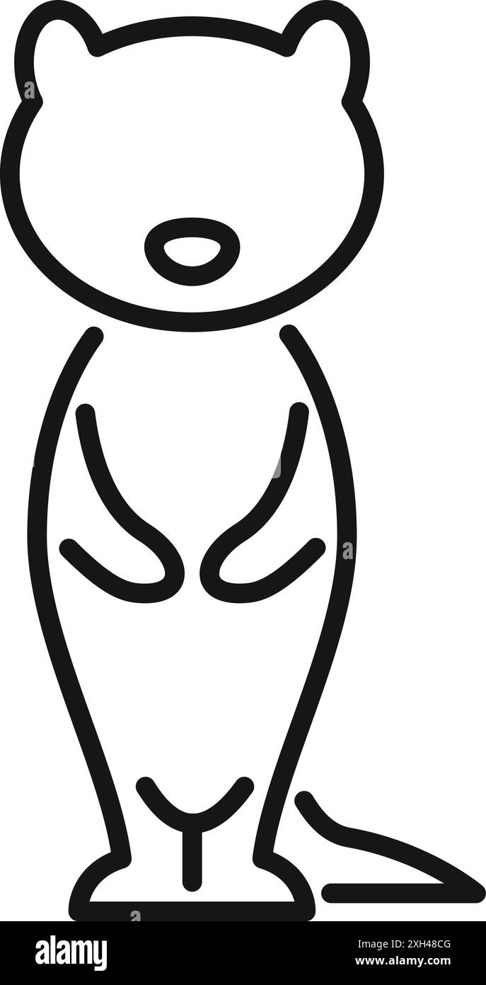 Einfache Ikone eines Erdmännchens, der auf zwei Beinen steht, minimalistischer Linienart-Stil Stock Vektor