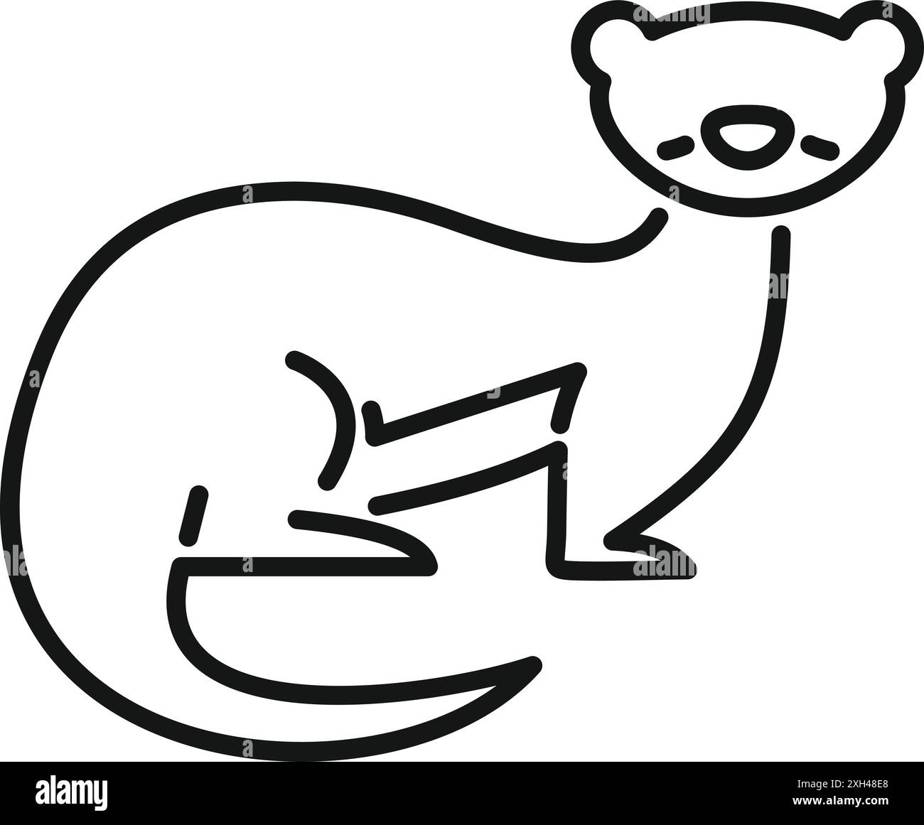 Einfache schwarz-weiße Ikone eines Wiesels, der sich hinsetzt Stock Vektor