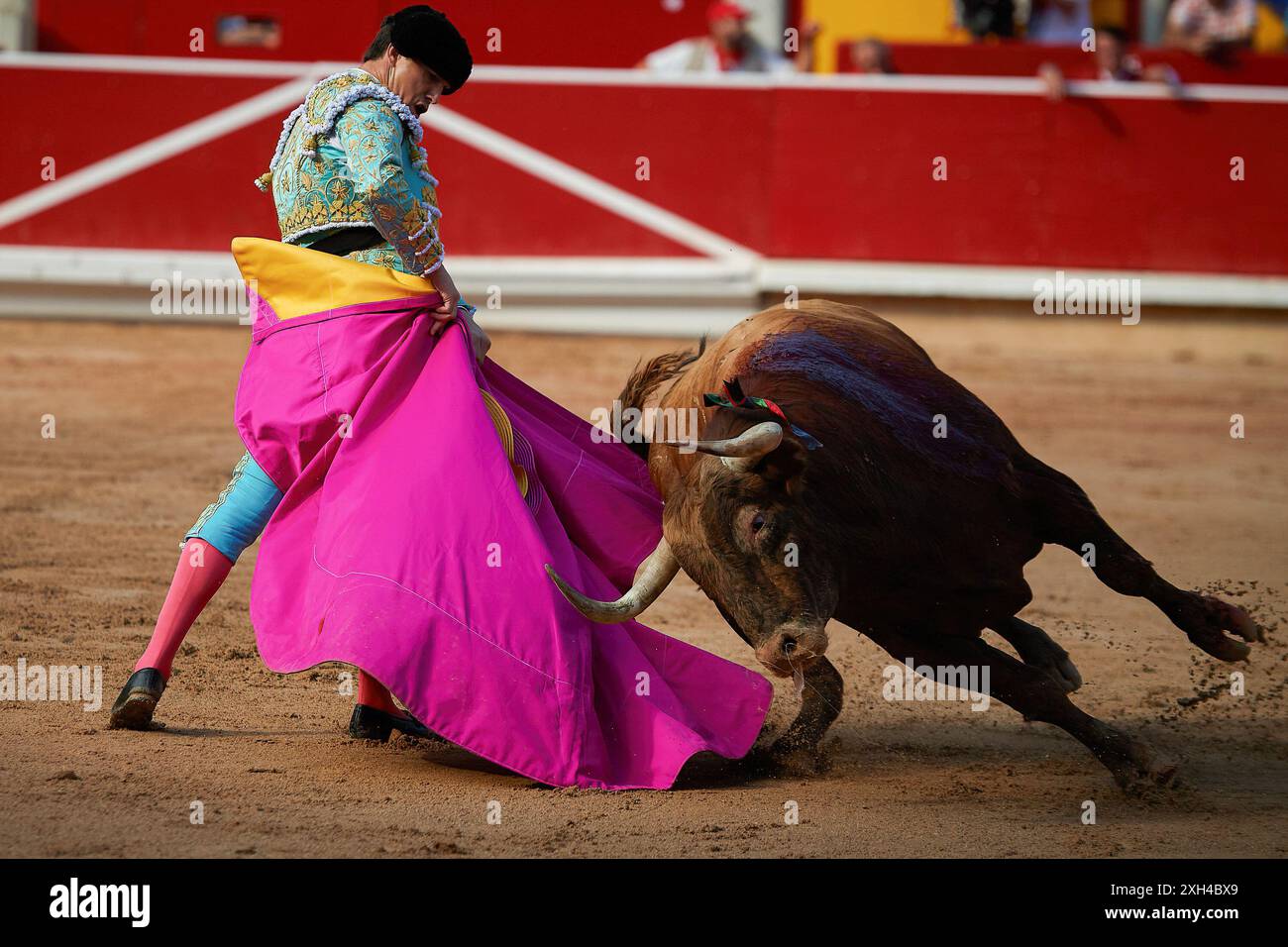 Pamplona, Spanien. Juli 2024. Daniel Luque, Stierkämpfer aus Sevilla, sah Kämpfe in der Stierkampfarena Pamplona während der Stierkampfarena San FermÌn 2024. (Foto von Elsa A Bravo/SOPA Images/SIPA USA) Credit: SIPA USA/Alamy Live News Stockfoto