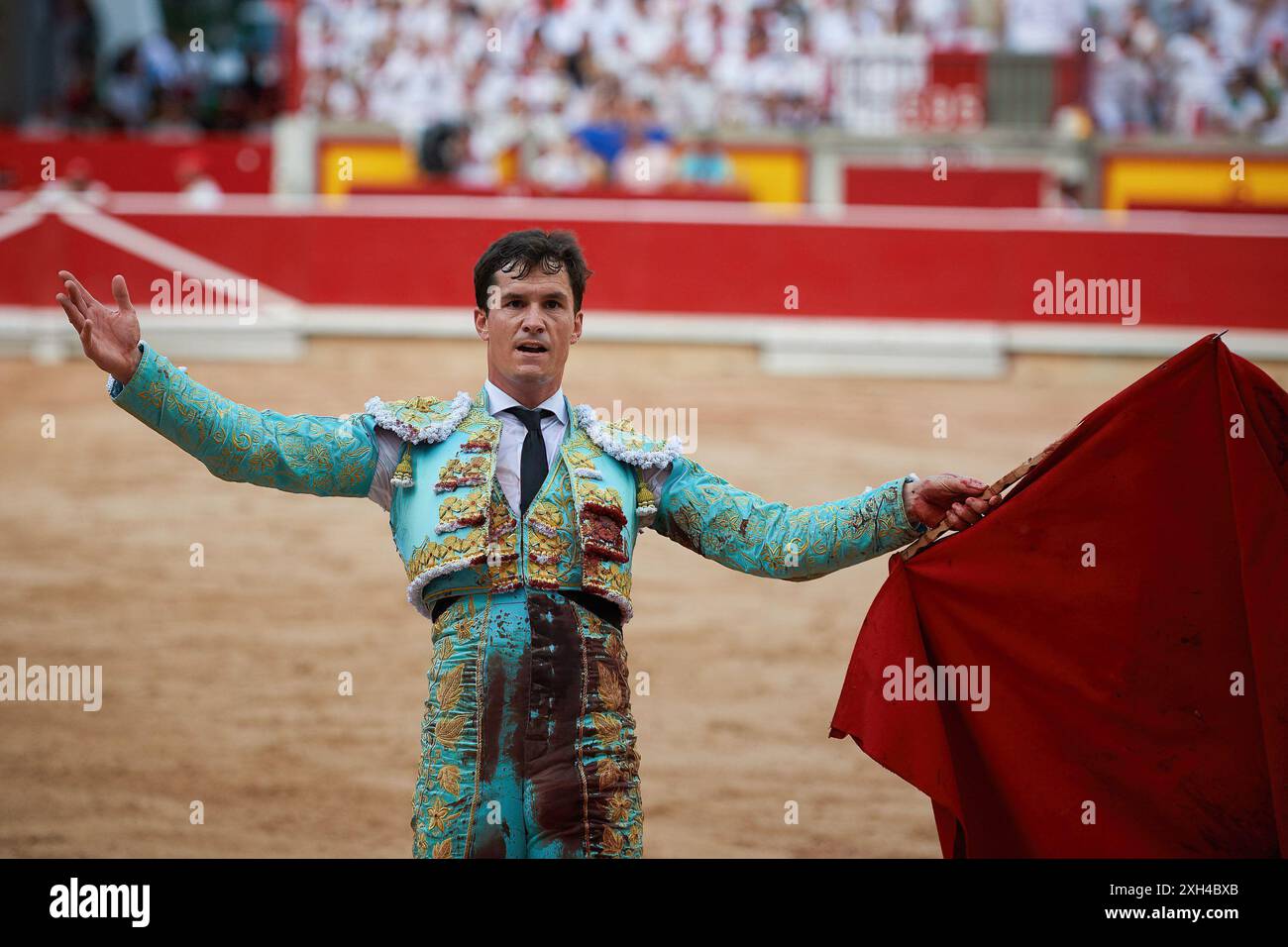 Pamplona, Spanien. Juli 2024. Daniel Luque, Stierkämpfer aus Sevilla, sah Kämpfe in der Stierkampfarena Pamplona während der Stierkampfarena San FermÌn 2024. (Foto von Elsa A Bravo/SOPA Images/SIPA USA) Credit: SIPA USA/Alamy Live News Stockfoto