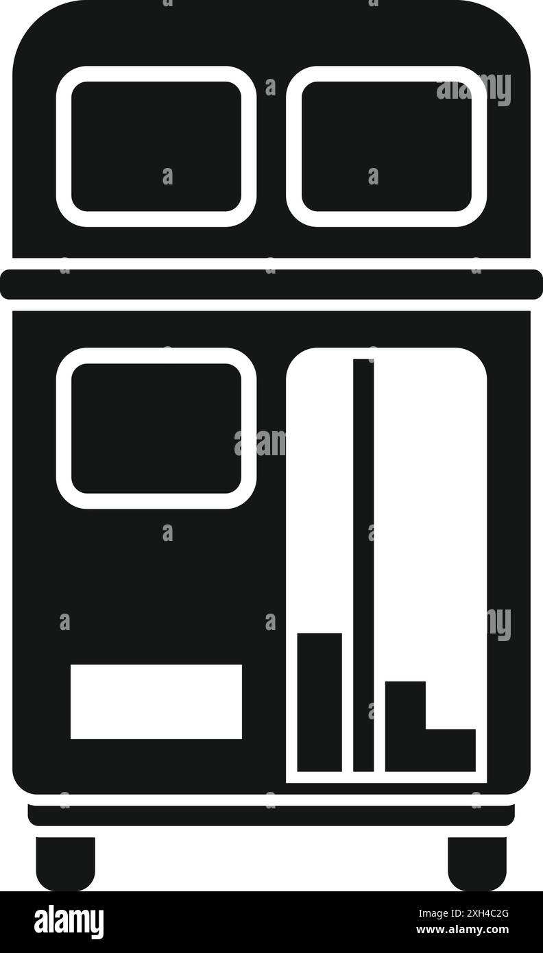 Schwarz-weiß-Symbol eines londoner Busses mit offener Tür und Treppe Stock Vektor