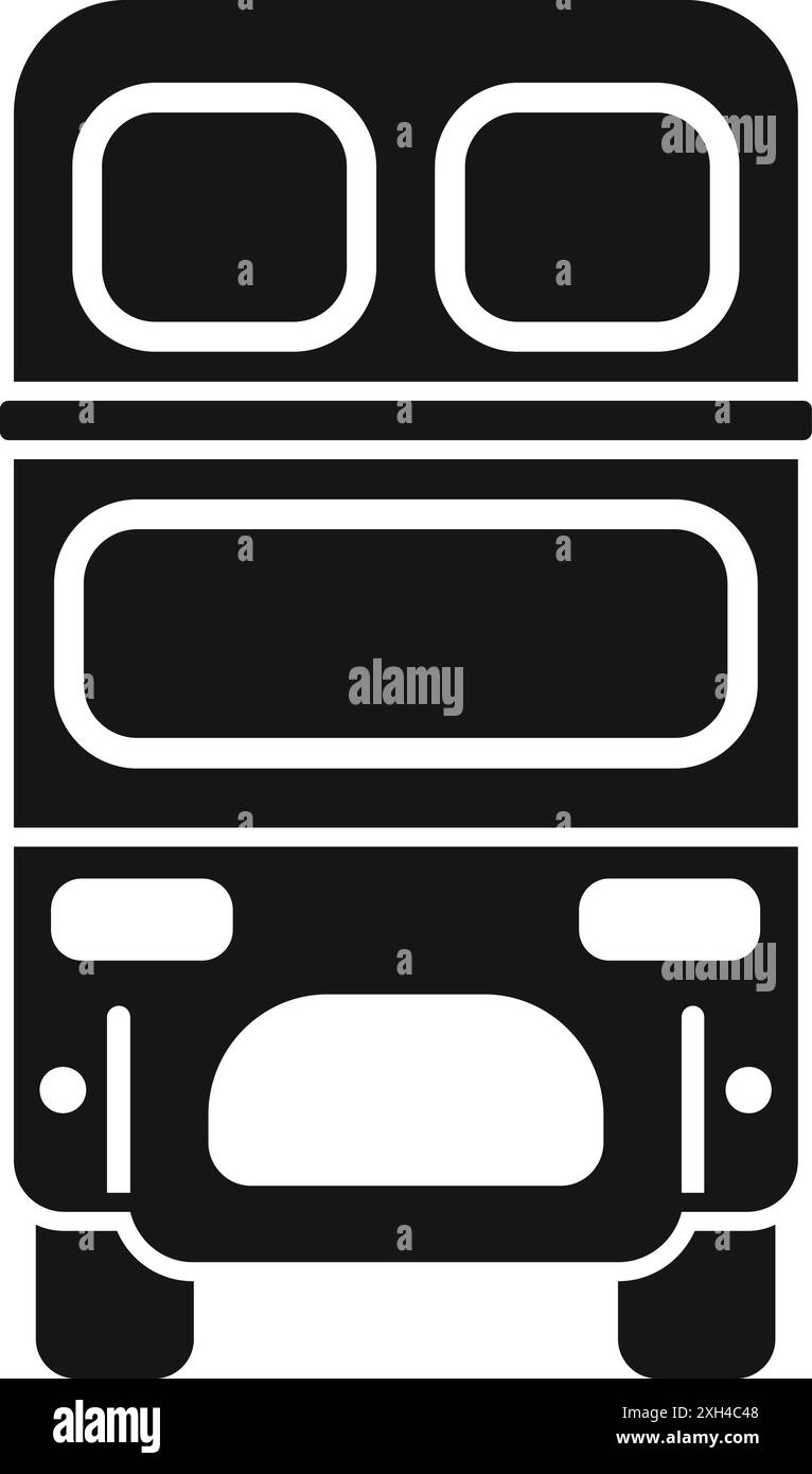 Einfache Schwarzweiß-Illustration eines klassischen londoner Tourbusses, der sich nähert Stock Vektor
