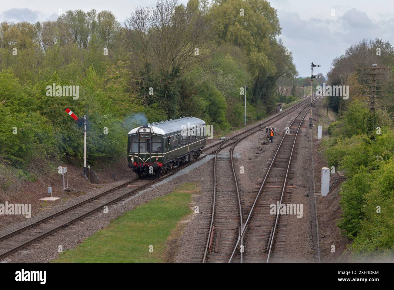 Erhaltene Derby Leichtgewicht DMU 79900 Iris vorbei an Quorn und Woodhouse auf der zweigleisigen Great Central Railway. Stockfoto