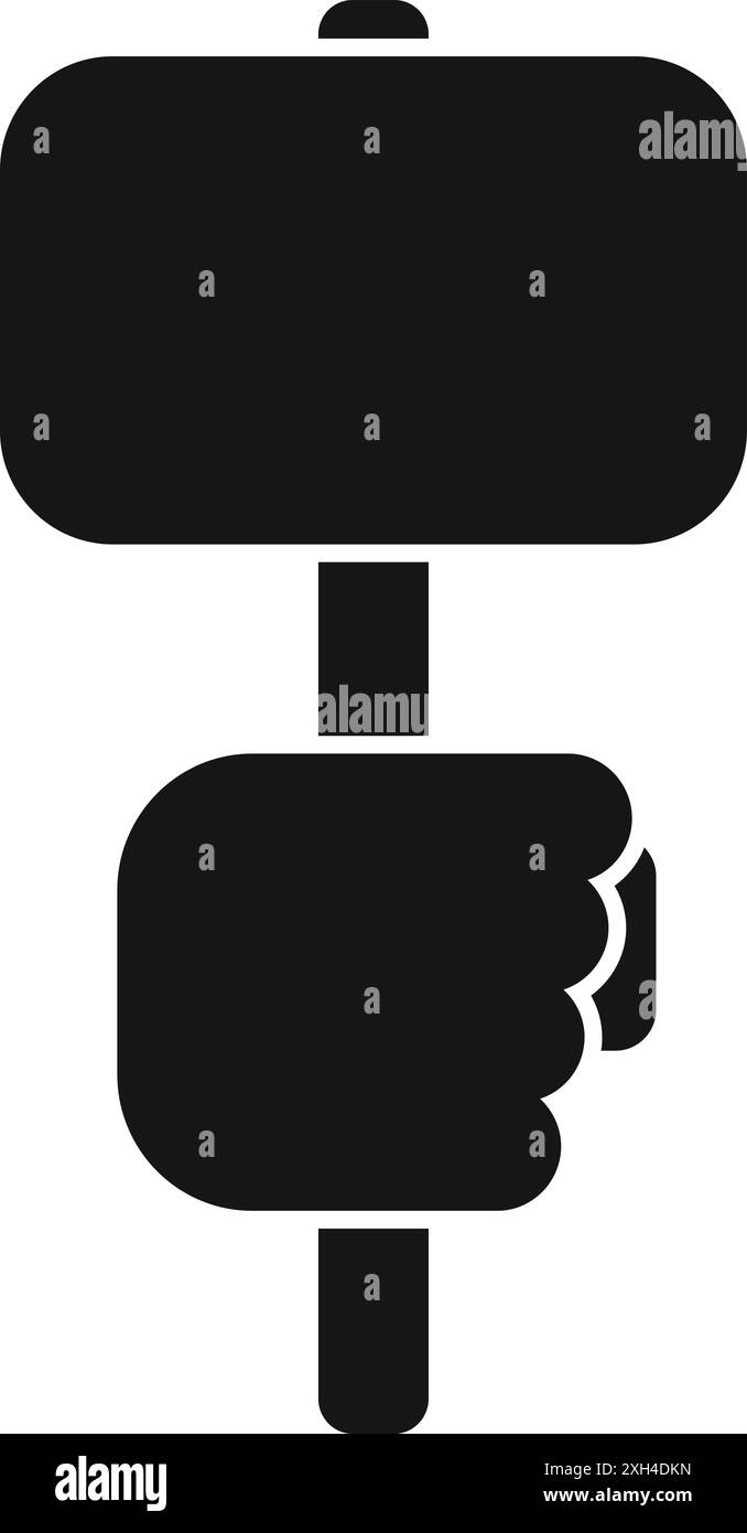 Die Silhouette einer Hand, die ein leeres Schild an einem Stock fest hält, symbolisiert Protest oder einen Aufruf zur Aufmerksamkeit Stock Vektor