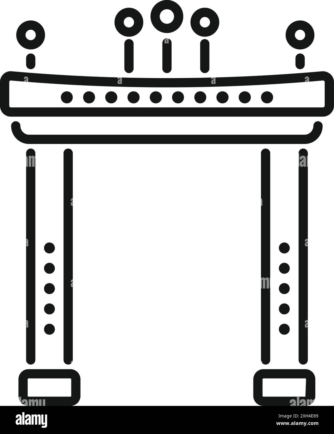 Einfaches schwarz-weißes Symbol eines Bogengangs zum Veranstaltungseingang, der Gäste einer Konferenz begrüßt Stock Vektor