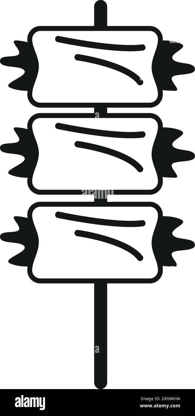 Türkisches Street Food Kokorec präsentiert sich auf einem Spieß-Symbol Stock Vektor